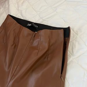 Brown faux leather pants